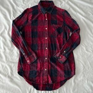 Red And Black Acid Wash Detail Flannel